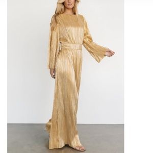 La Rambla Pleated Jumpsuit | Gold -Small
